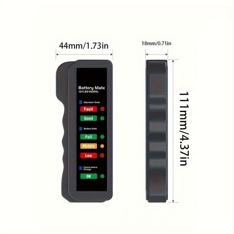 Mini Digital Car Battery And Alternator Savior - 12V Instant Read Tester With 6Led Display - Portabl