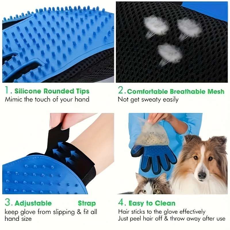 1-Pack Gentle Pet Grooming Gloves