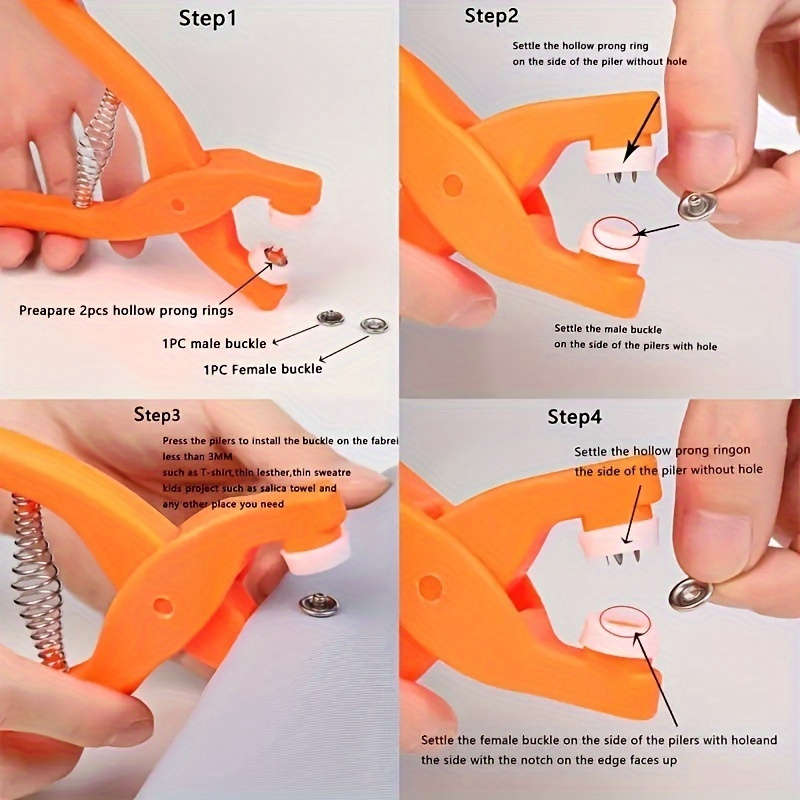 50 Sets, Snap Button Kit With Manual Pressure Pliers And 50 Snap Buttons And 1 Transparent Box, Stai