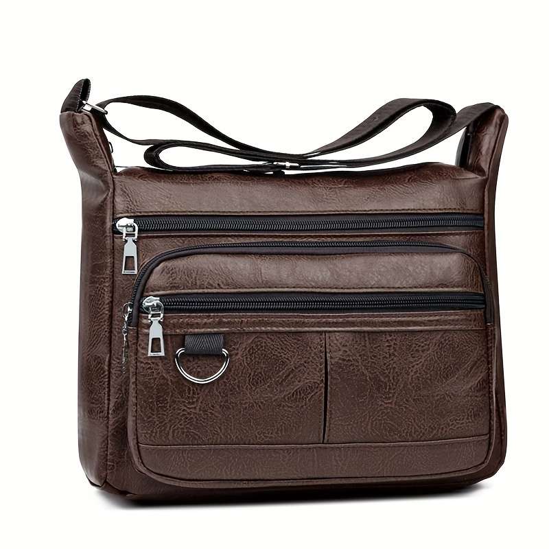 Fashion Men's Chest Bag - Casual Faux Leather Crossbody Bag With Adjustable Shoulder Strap, Large Ca