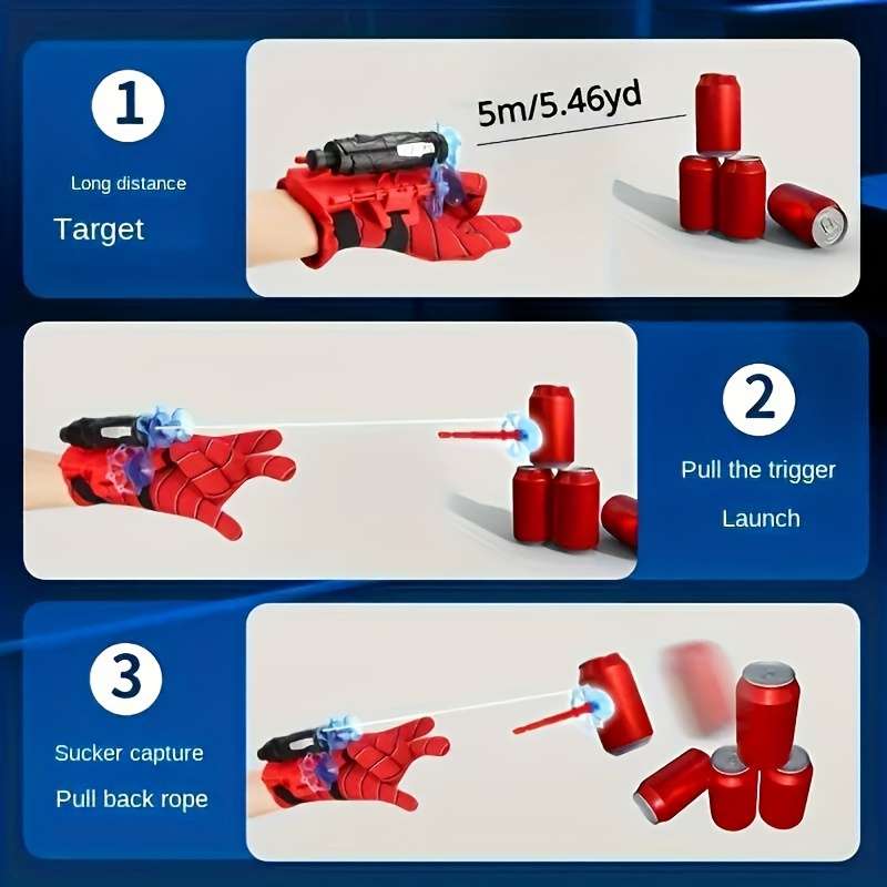 1pcs Kids Toy Spider Web Launcher Spider Web Shooting Gloves Set Creative Toys