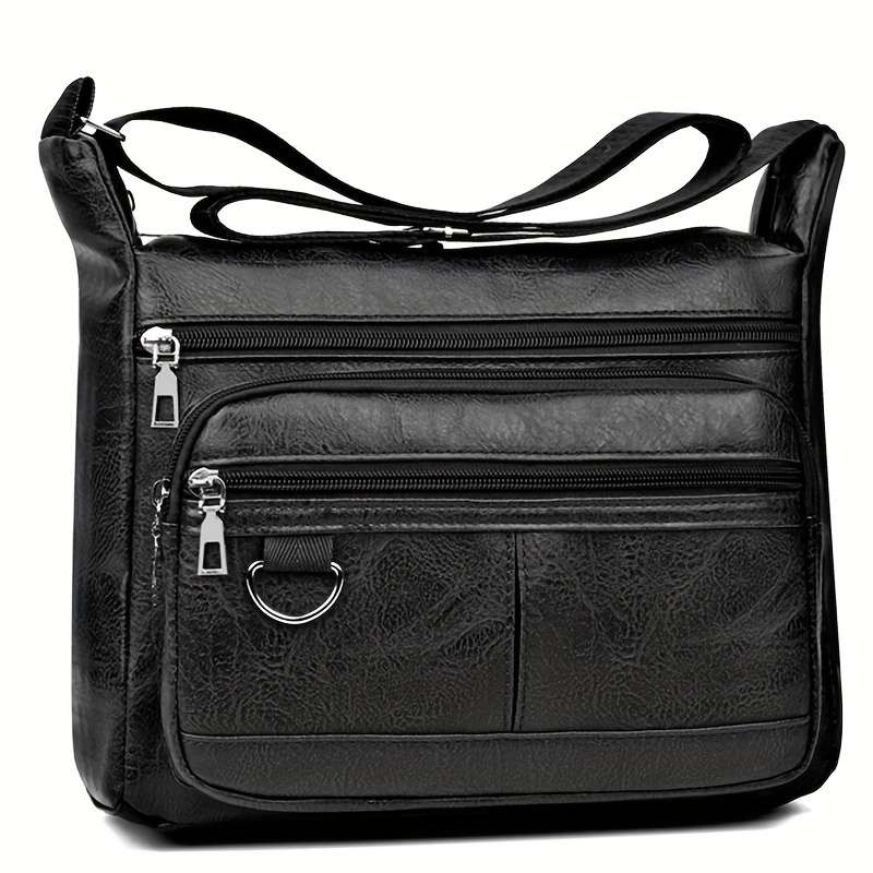 Fashion Men's Chest Bag - Casual Faux Leather Crossbody Bag With Adjustable Shoulder Strap, Large Ca