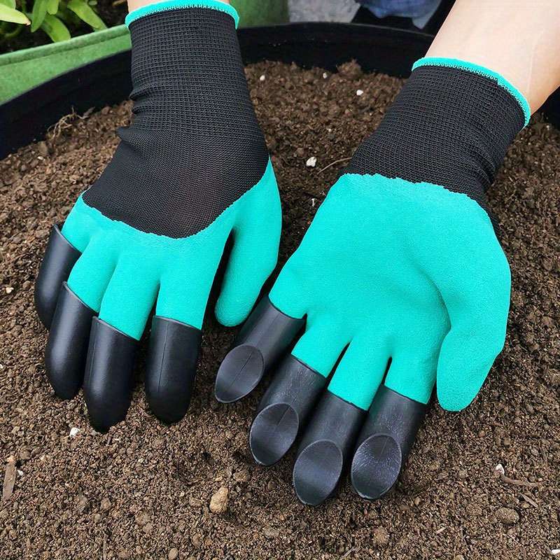Waterproof Garden Gloves With Claws For Digging And Planting - 1 Pair, Puncture-Resistant Latex Gard