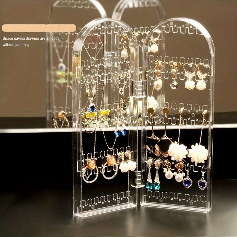 1pcs Foldable Jewelry Display Stand Double Door Jewelry Display Stand Creative Screen Jewelry Rack F