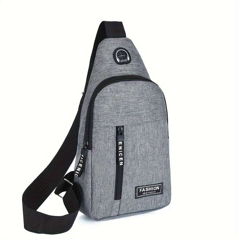 Men's Polyester Chest Bag - 1 Pack Waterproof Crossbody Bag With Multiple Pockets For Outdoor Travel