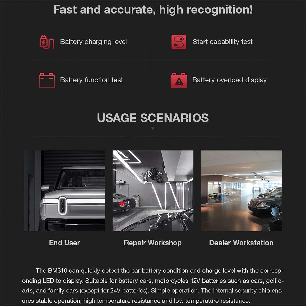 Mini Digital Car Battery And Alternator Savior - 12V Instant Read Tester With 6Led Display - Portabl