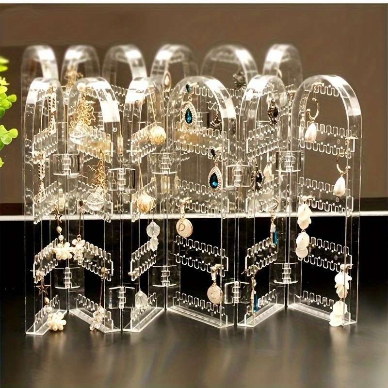 1pcs Foldable Jewelry Display Stand Double Door Jewelry Display Stand Creative Screen Jewelry Rack F