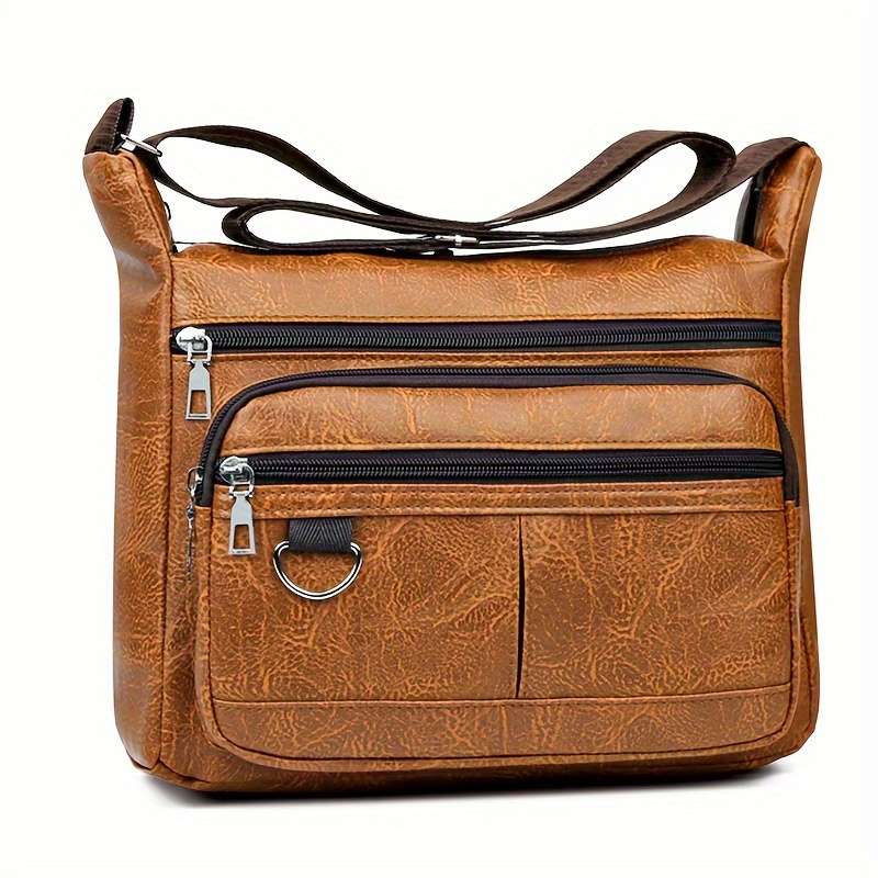 Fashion Men's Chest Bag - Casual Faux Leather Crossbody Bag With Adjustable Shoulder Strap, Large Ca