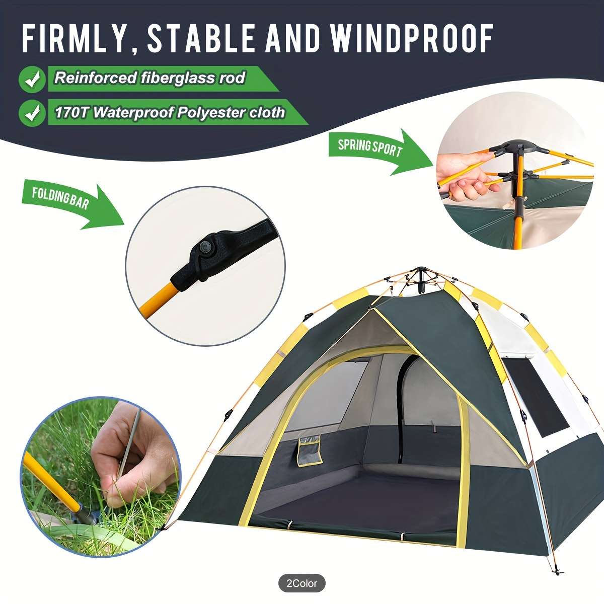 Versatile Waterproof Windproof Tent With Double Doors - Perfect For Family Camping, Hunting, Hiking