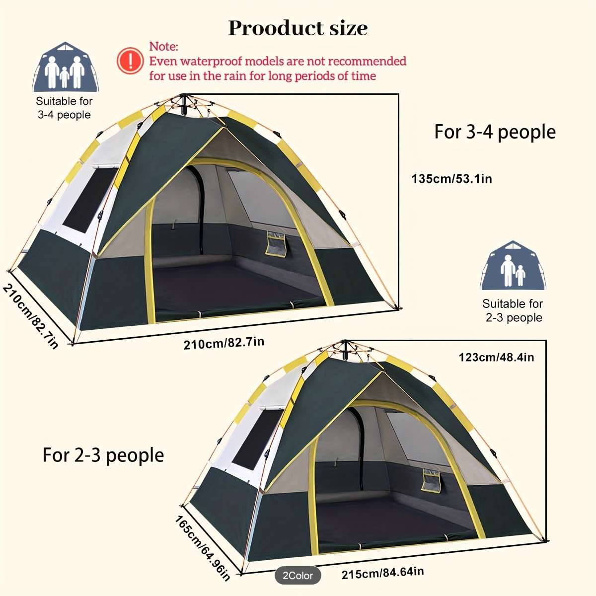 Versatile Waterproof Windproof Tent With Double Doors - Perfect For Family Camping, Hunting, Hiking