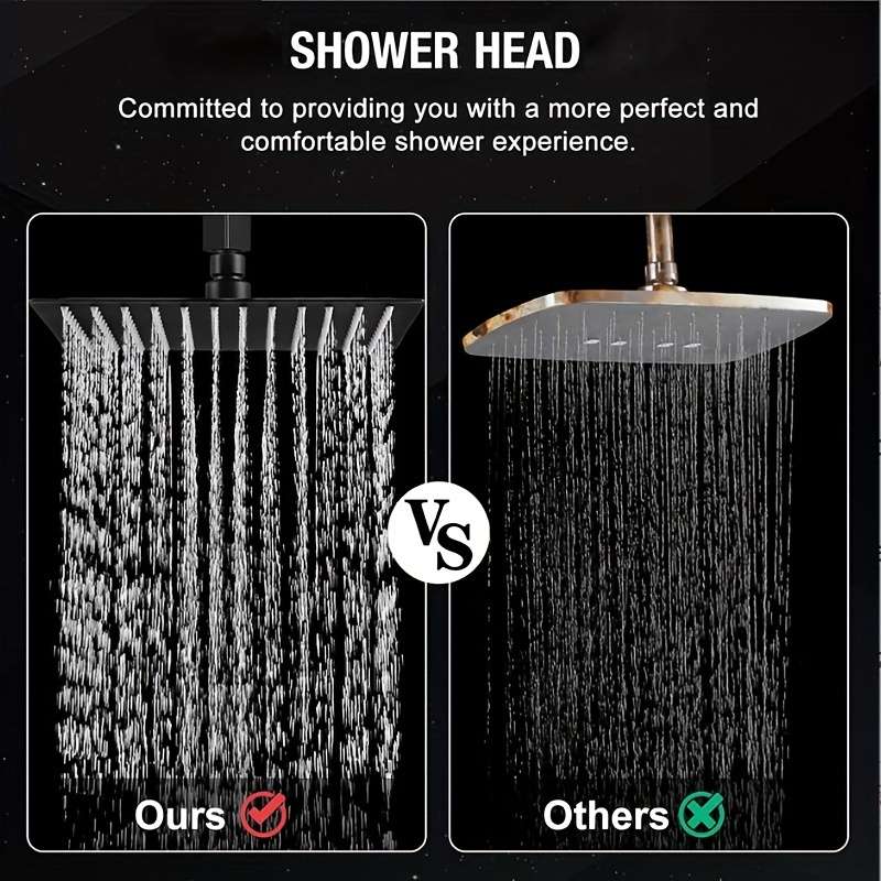 1Pc Square Stainless Steel Rain Shower Head Easy To Install No Electricity Required