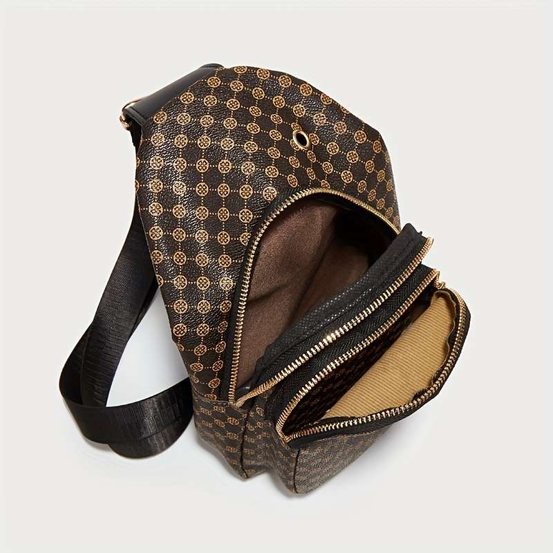 Women's Printed Shoulder Bag, Fashion Pu Leather Chest Bag, Outdoor Sports Messenger Bag