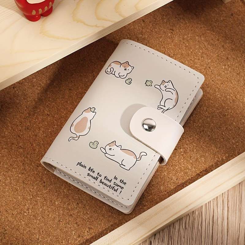 1Pc Cute Cat Cartoon Pattern Card Holder Multi-Slot Card Box Perfect Casual Card Storage Bag