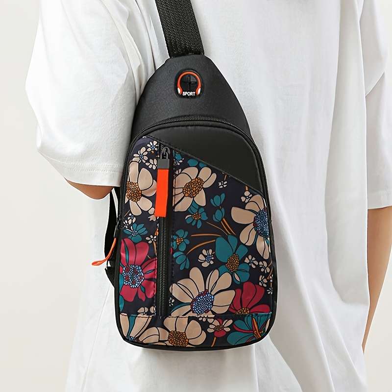Ethnic Style Casual Chest Bag Nylon Lightweight Bag Portable Trendy Versatile Shoulder Bag