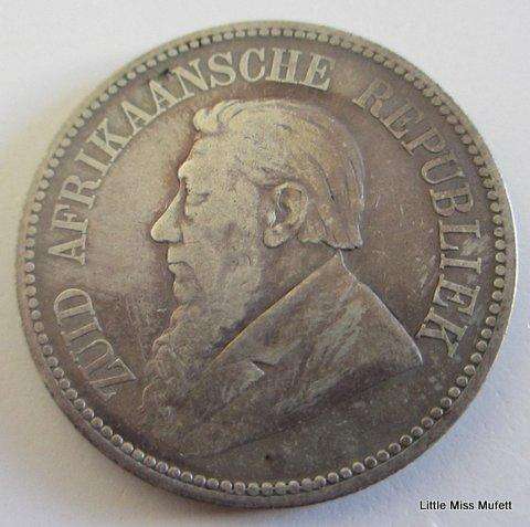 An 1894  ZAR Kruger 2 1/2 Shilling. ,925 silver