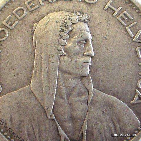 A 1932 Swiss 5 Franc--Composition--excellent coin --Silver (.900)  Weight 25 g