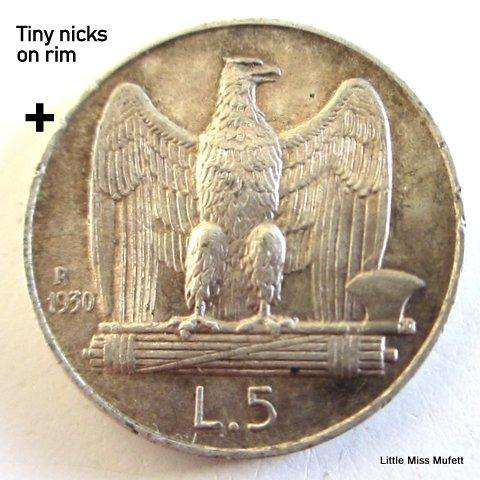 A 1930 Italain Silver 5 Lire---Composition Silver (.835) Weight -5 g