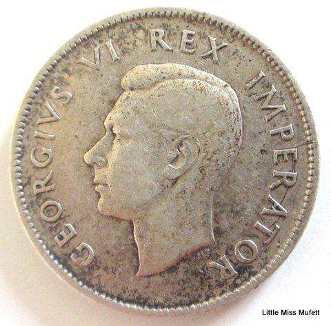 A 1945 South African 2 Shilling--Composition Silver (.800) Weight 11.31 g Mintage only 473,200