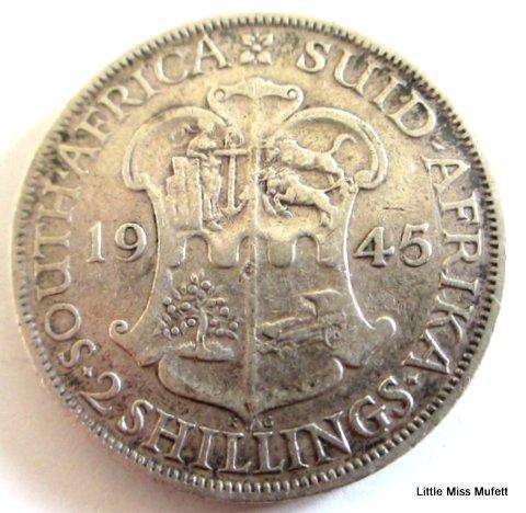 A 1945 South African 2 Shilling--Composition Silver (.800) Weight 11.31 g Mintage only 473,200