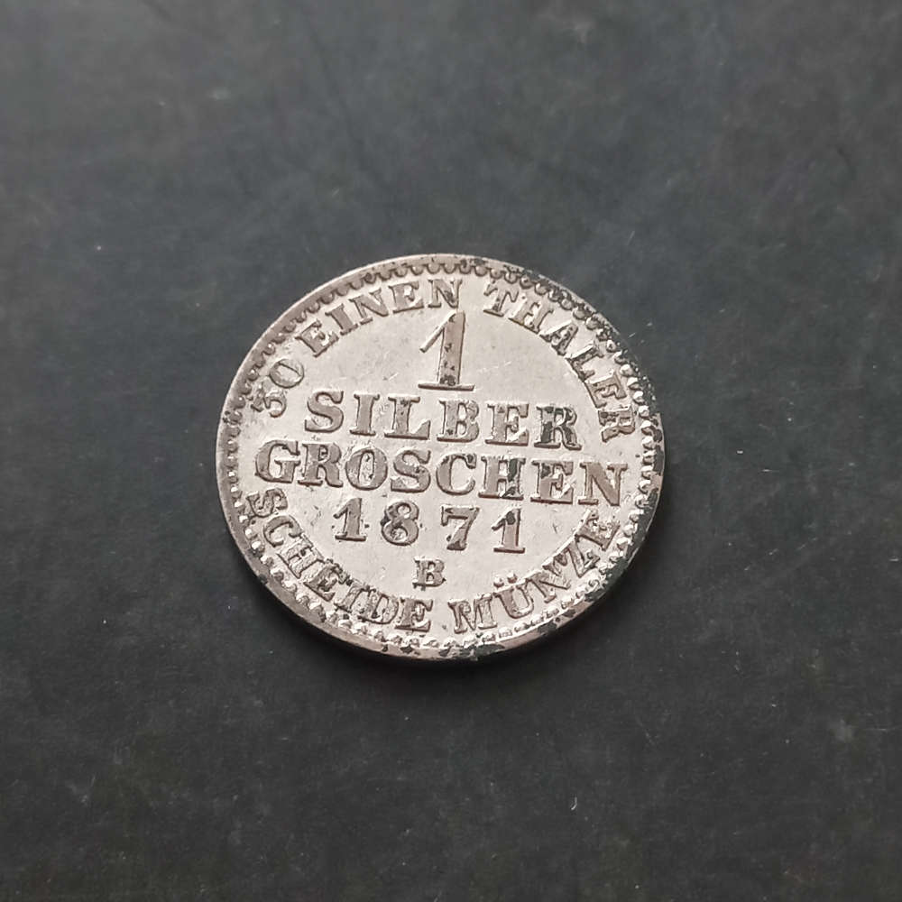 1871 Kinhdom of Prussia 1 Groschen .220 Silver