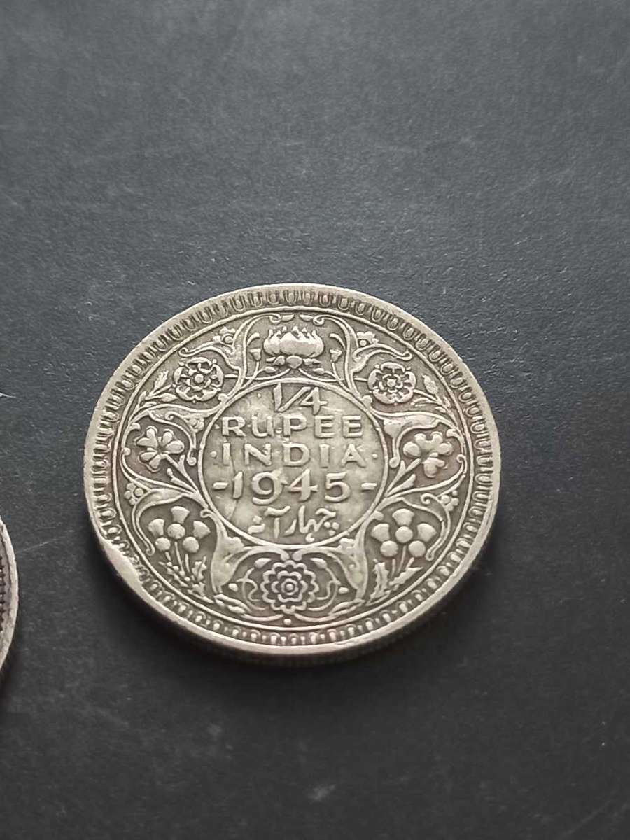 1945 India 1/4 Rupie .500 Silver