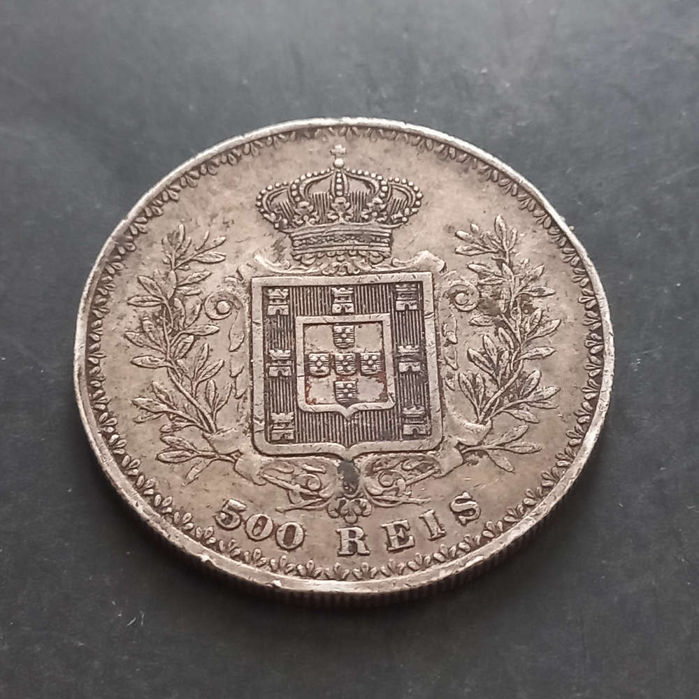 1896 Portugal 500 Reis .917 Silver 12.5grams