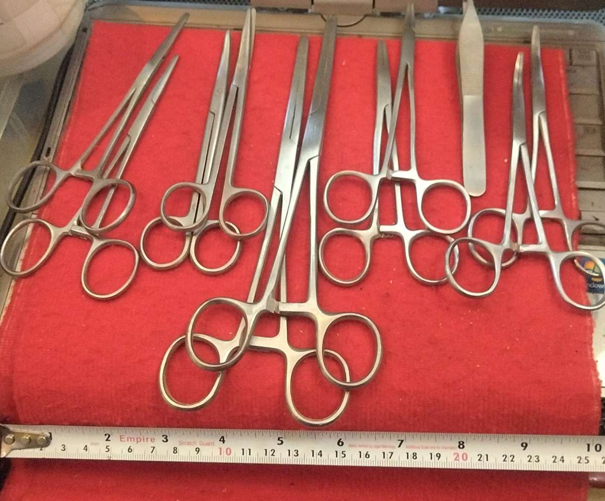 1 lot of 11 assorted steel surgical instruments