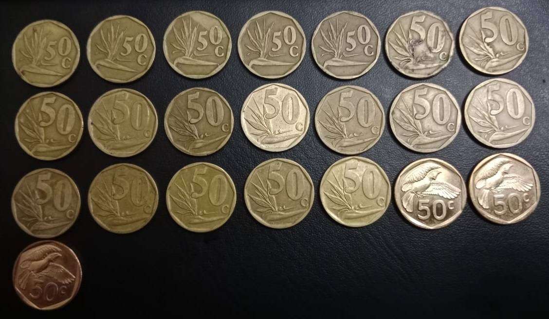 22 50 cent coins 1991/2/3/4/5/6/7/9-2003/4/5/6/7/8/12/15/16/18/19/23/24/25