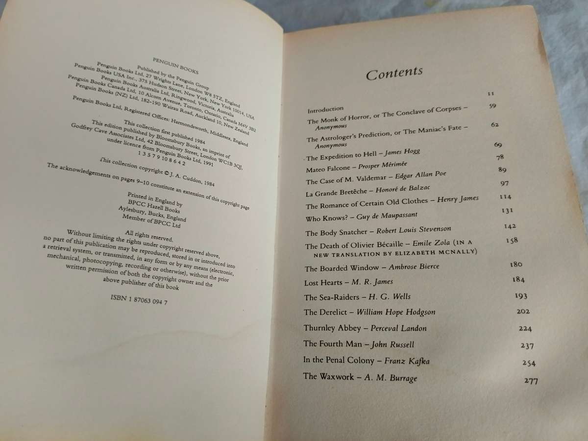 1 x book The Penquin Book Of Horror Stories by J A Cuddon