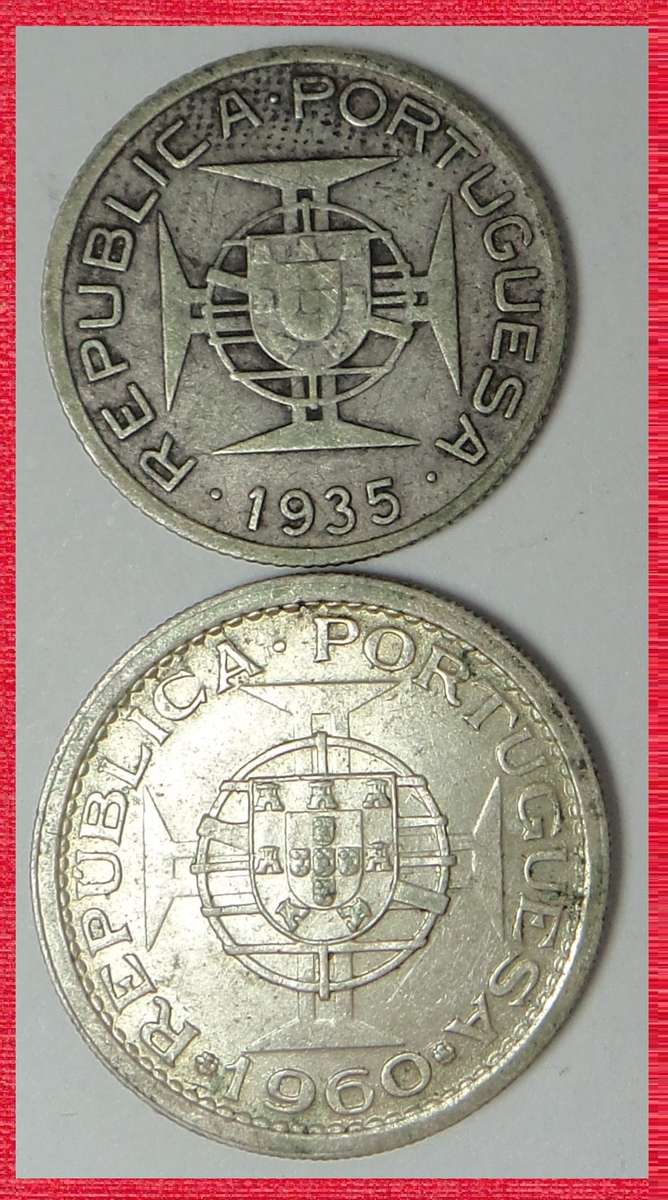 Two Silver Mozambique Coins of 1935 & 1960