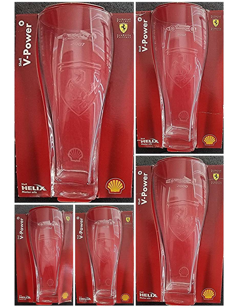 Ferrari Tall Drinking Glasses (Set of 5) - Advertising by Shell