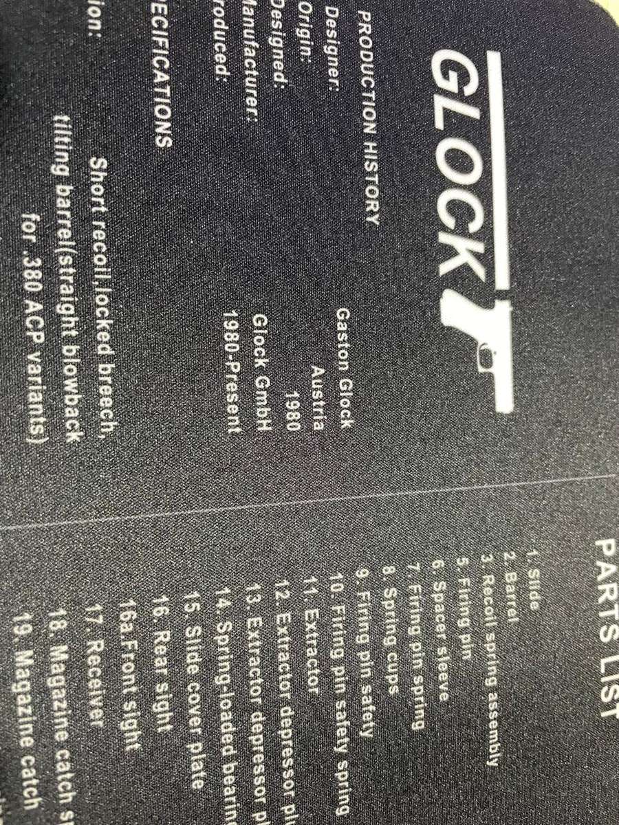Gun cleaning Mat : Glock