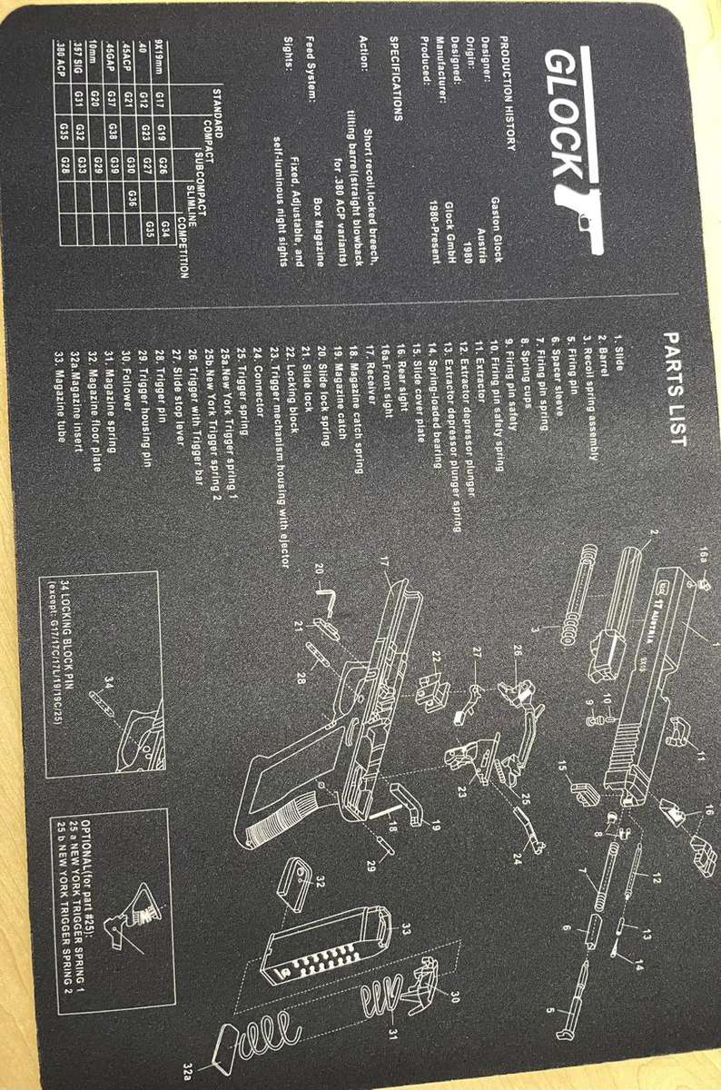 Gun cleaning Mat : Glock