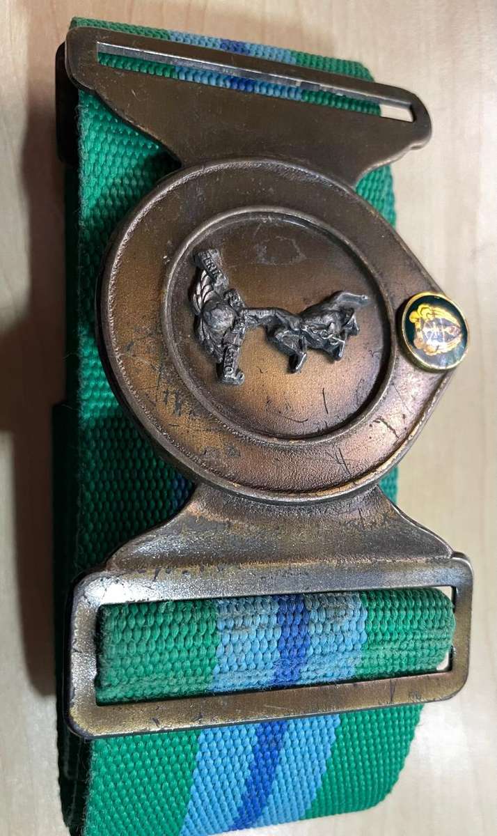 SADF Signals Stable Belt with Army Gym Badge - really nice condition