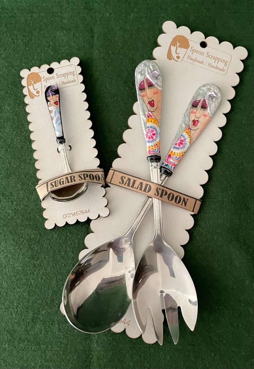 Salad Servers Cutlery - designer ware - good condition - never been sued - quite trendy