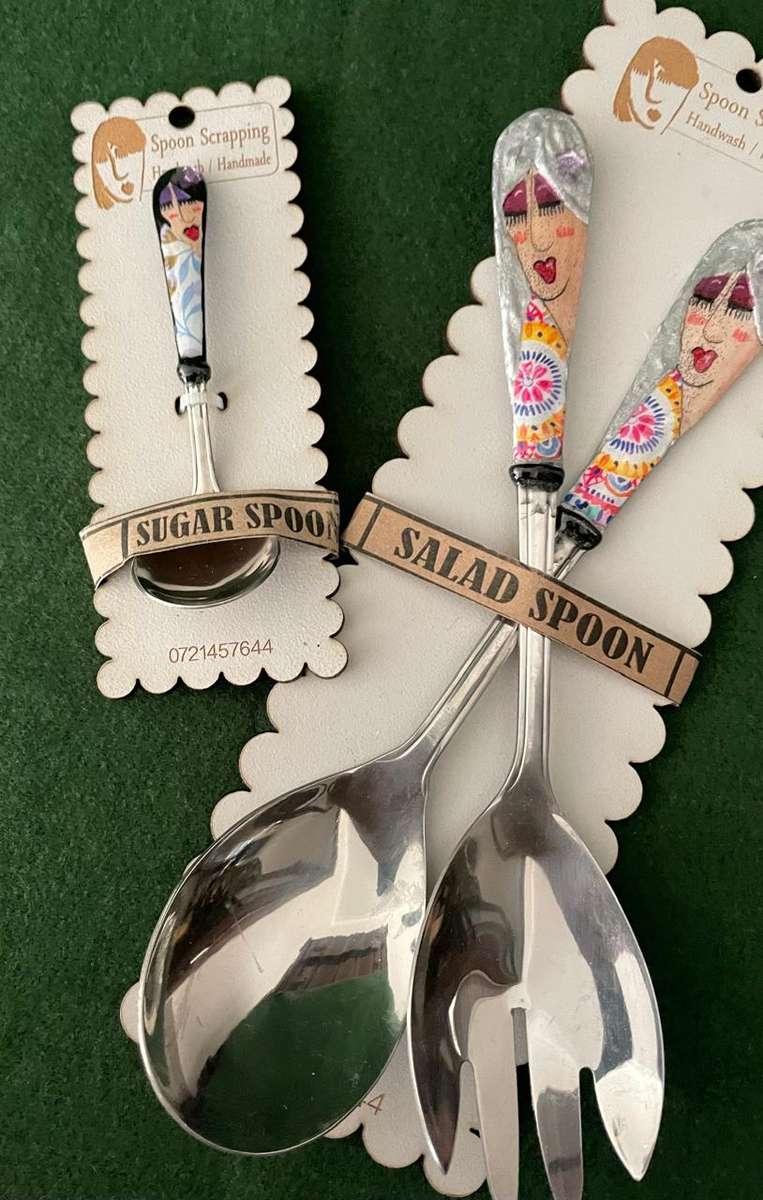 Salad Servers Cutlery - designer ware - good condition - never been sued - quite trendy