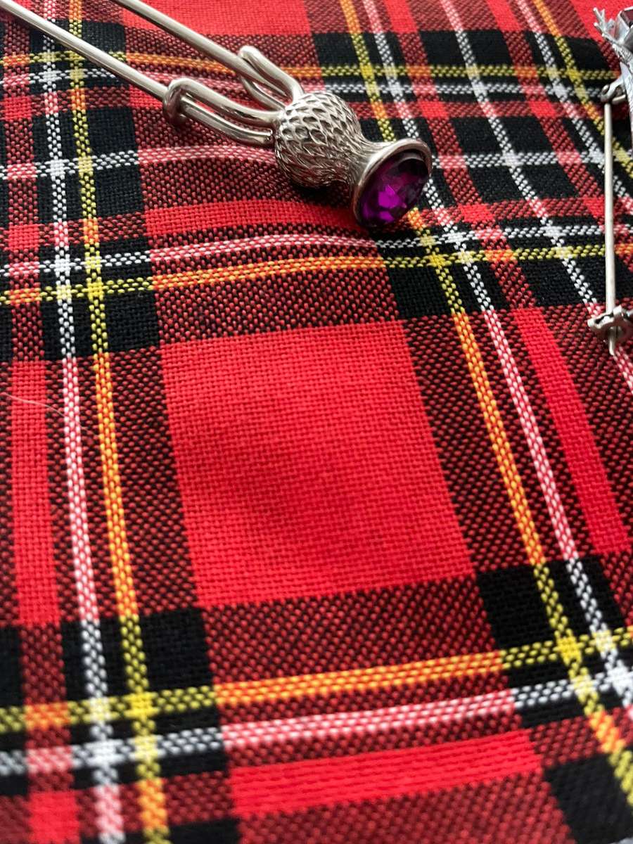 Scottish Kilt Pins & Scarf : 1 x Scottish Scarf and 2 x Kilt Pins - beautiful