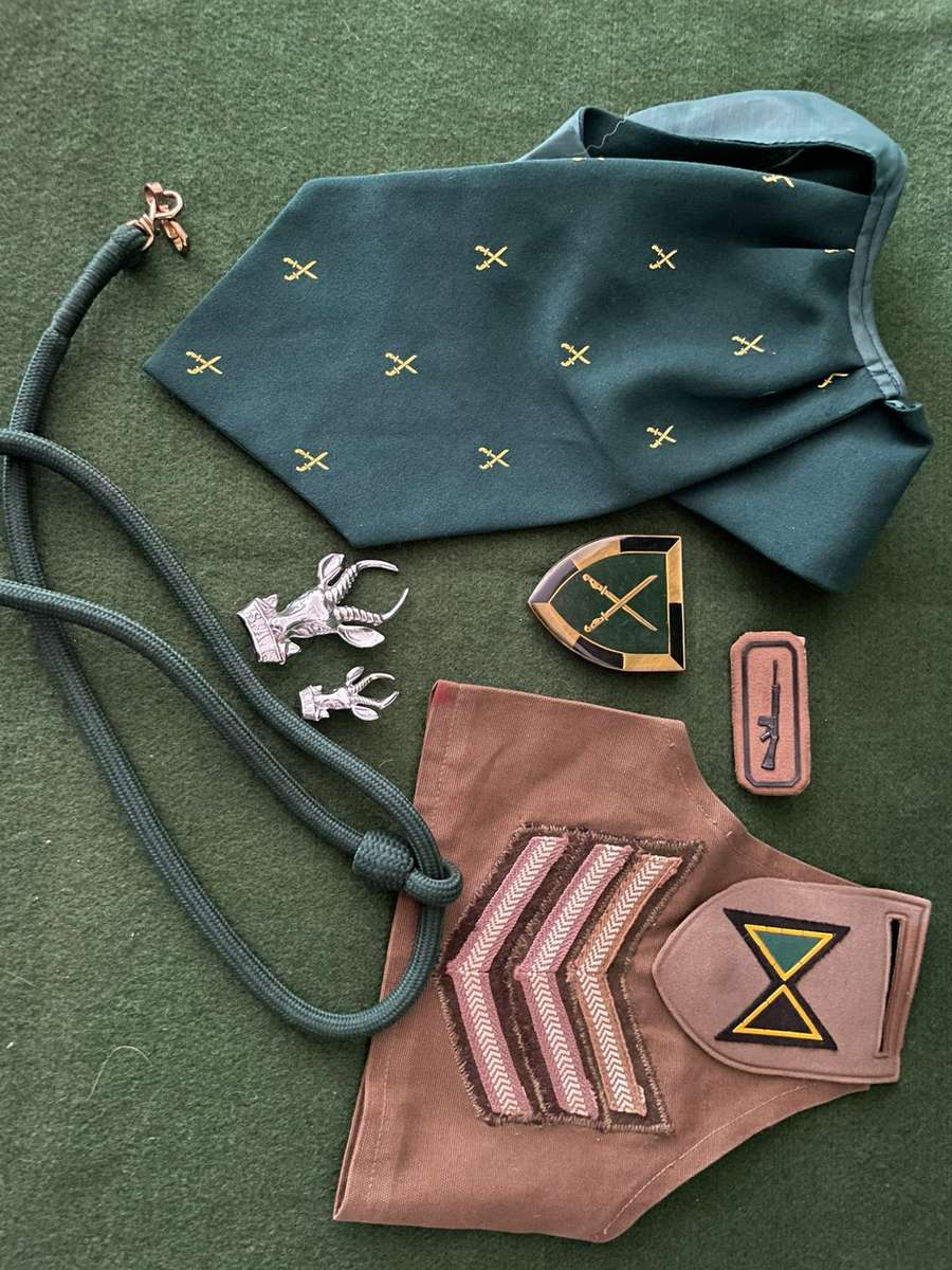 SADF : Infantry school instructor lot - cravat / rank / lanyard / shoulder flash - low start