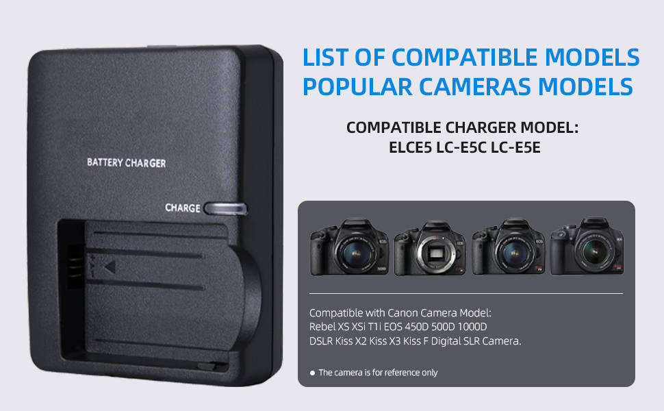 CANON LP-E5 Battery Charger LC-E5 LC-E5E Compatible with Canon EOS 1000D, EOS 450D, EOS 500D...
