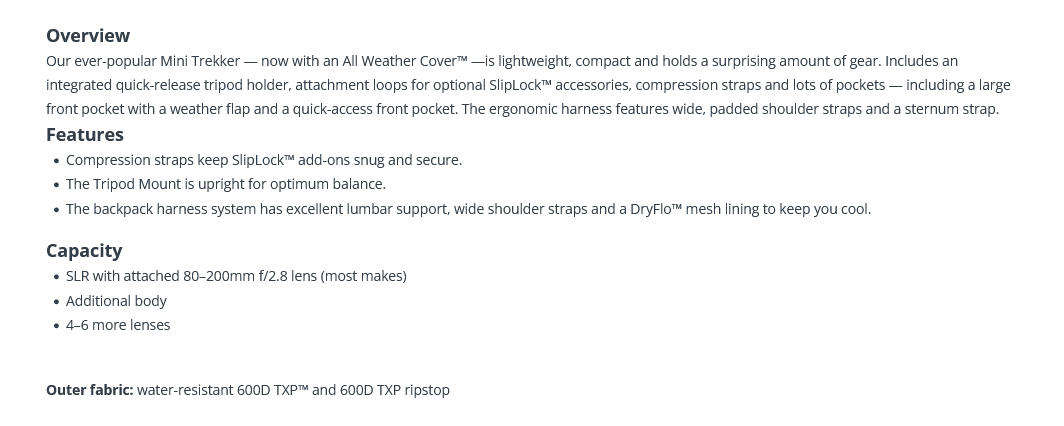 Lowepro Mini Trekker AW Backpack (Black) - USED