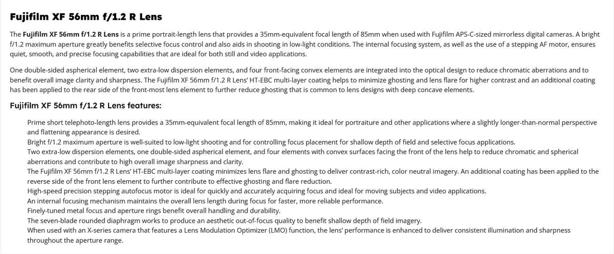 Fujifilm XF 56mm f/1.2 R WR Lens