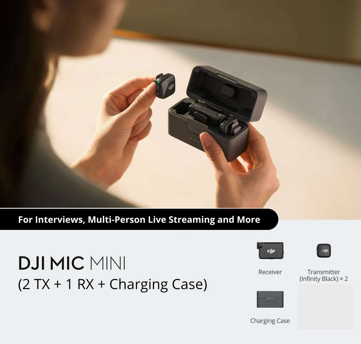 DJI Mic Mini 2-Person Compact Wireless Microphone System for Camera & Smartphone (2.4 GHz)