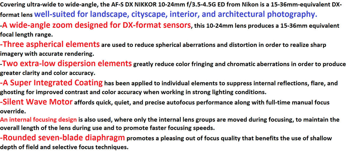 Nikon AF-S DX NIKKOR 10-24mm f/3.5-4.5G ED Lens