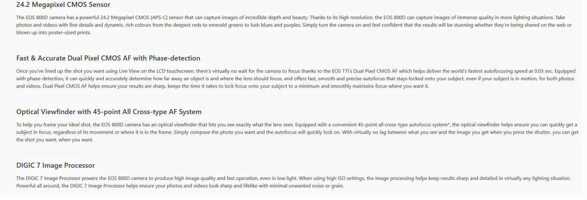 Canon EOS 800D,  24.2MP DSLR with 18-55mm f/4-5.6 IS STM Lens in New Condition