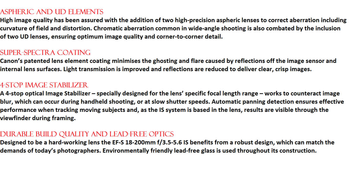 CANON EF-S 18-200mm f/3.5-5.6 IS IN VERY GOOD CONDITION