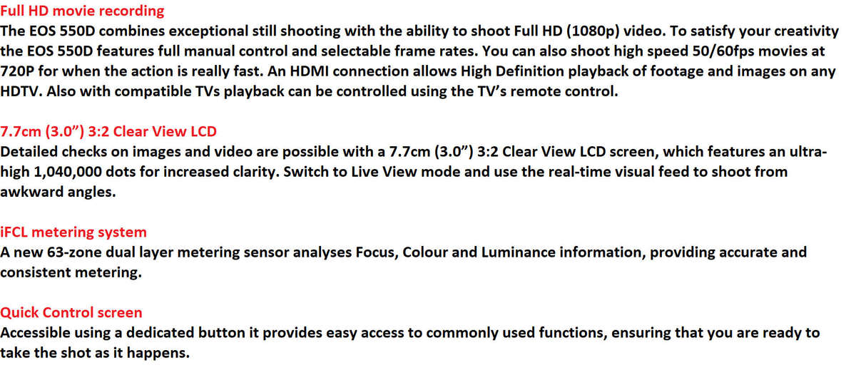 Canon EOS 550D  18 MP CMOS APS-C Digital SLR Camera with 3.0-Inch LCD and EF-S 18-55mm f/3.5-5.6 III