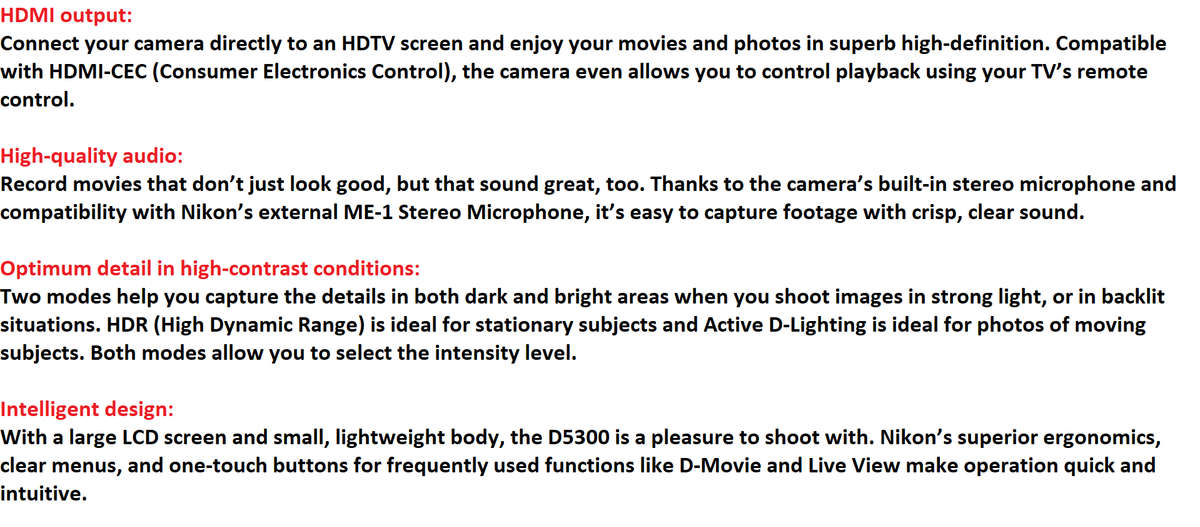 Nikon D5300 DSLR with AF-P DX 18-55mm f/3.5-5.6G VR Zoom Lens