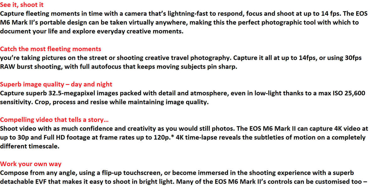 Canon EOS M6 Mk II Compact Mirrorless Camera (BODY)