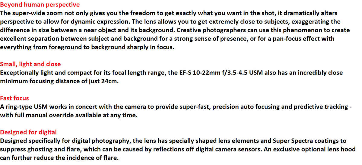 Canon EF-S 10-22mm f/3.5-4.5 USM Lens