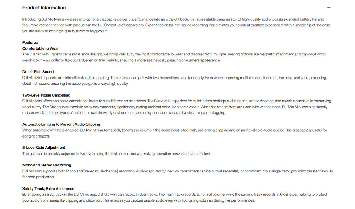 DJI Mic Mini 2-Person Compact Wireless Microphone System for Camera & Smartphone (2.4 GHz)